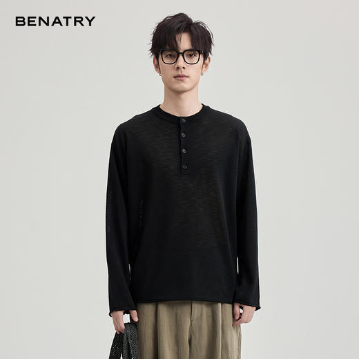 贝纳川春季竹节麻长袖针织衫ECF116001 商品图4