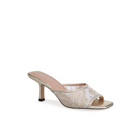 豪麟名鞋奥莱迪嘉女鞋凉拖织物DJHJA51WL030金色  原价1660元