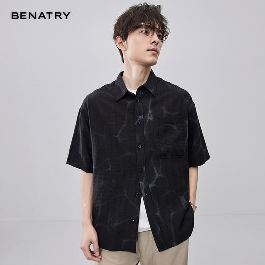 贝纳川立体肌理感梭织短袖衬衣ECF212002402 商品图3