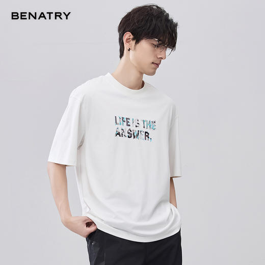 贝纳川夏季100支高密字母印花短袖T恤ECF214015 商品图2