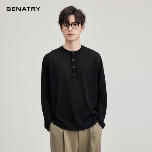 贝纳川春季竹节麻长袖针织衫ECF116001 商品图6