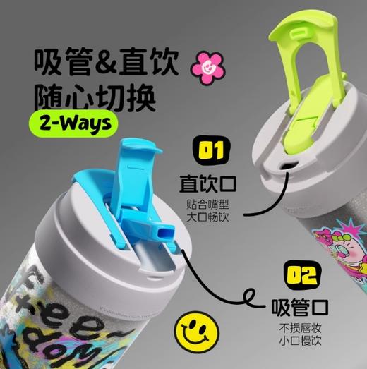 uooha多巴胺纯钛双饮咖啡杯冲鸭悠果-灰蓝 (490ml) 商品图3