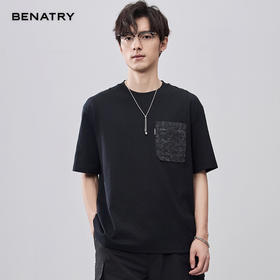 贝纳川夏季拼接圆领短袖T恤ECF214009