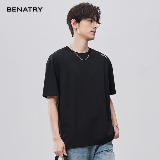 贝纳川结构感肩部刺绣短袖T恤ECF214120 商品图3