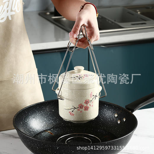 【出口陶瓷隔水炖盅】陶瓷隔水炖盅带盖双盖炖燕窝蒸蛋双耳炖罐家用中大号汤盅餐厅酒店 商品图1