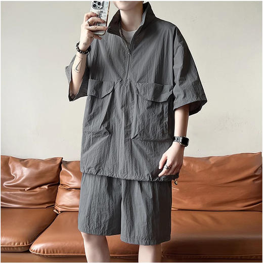 裁缝学苑MQ59夏季速干短袖短裤纸样男士工装半拉链衬衣套装样板 商品图6