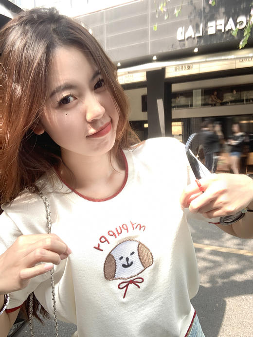 【129元任选2件】现货！小狗刺绣短袖针织T 商品图6