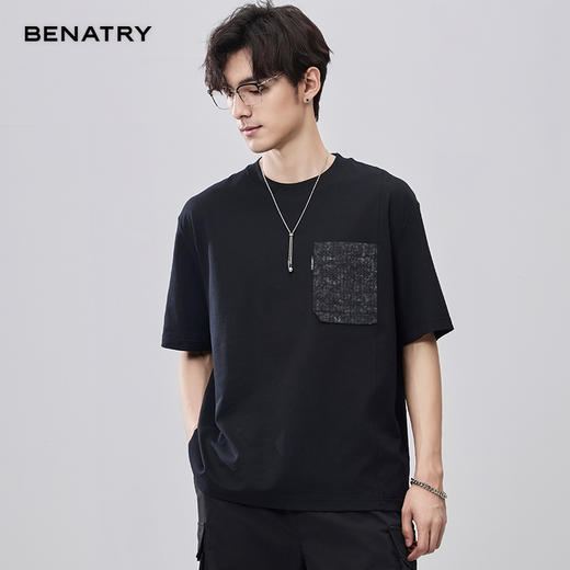 贝纳川夏季拼接圆领短袖T恤ECF214009 商品图1