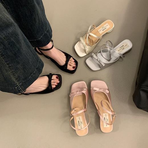 【YW】无忧购法式温柔蝴蝶结细带百搭配裙子罗马小凉鞋998（截单后7天发货) 商品图1