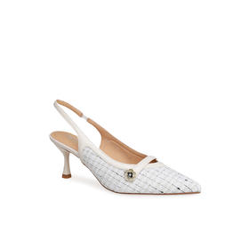 豪麟名鞋奥莱迪嘉女鞋织物+羊皮革半凉鞋DJELA51WB019白色  原价1660元