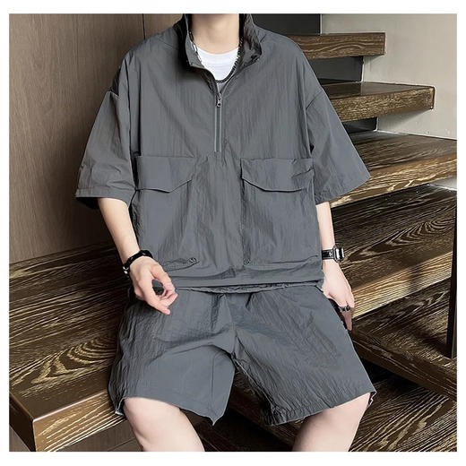 裁缝学苑MQ59夏季速干短袖短裤纸样男士工装半拉链衬衣套装样板 商品图7