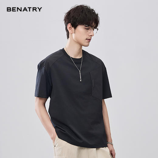 贝纳川夏季圆领拼接短袖T恤 ECF214013 商品图6