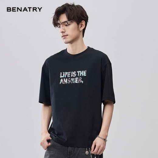 贝纳川夏季100支高密字母印花短袖T恤ECF214015 商品图5