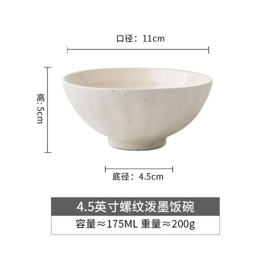 【出口泼墨饭碗】泼墨米饭碗特色4.5英寸螺纹碗套装高颜值民宿餐厅陶瓷碗跨境出口 商品图5