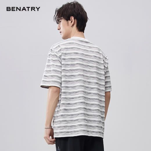 贝纳川微肌理提花条纹针织短袖T恤ECF214011 商品图7