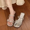【YW】无忧购韩版温柔仙女风水晶钻蝴蝶结粗跟拖鞋8825（截单后7天发货) 商品缩略图14