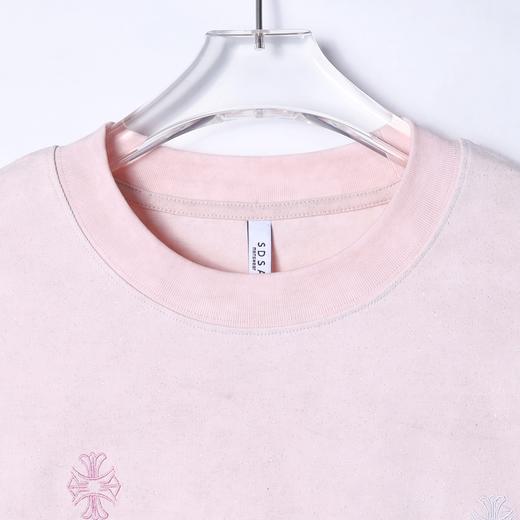 T3214夏季高级感新款韩系细闪彩色十字刺绣圆领短袖T恤百搭简约上衣 商品图2