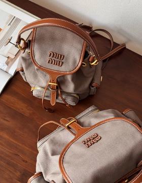 缪缪 25新品伦敦限定 高定帆布双肩包～（MM）