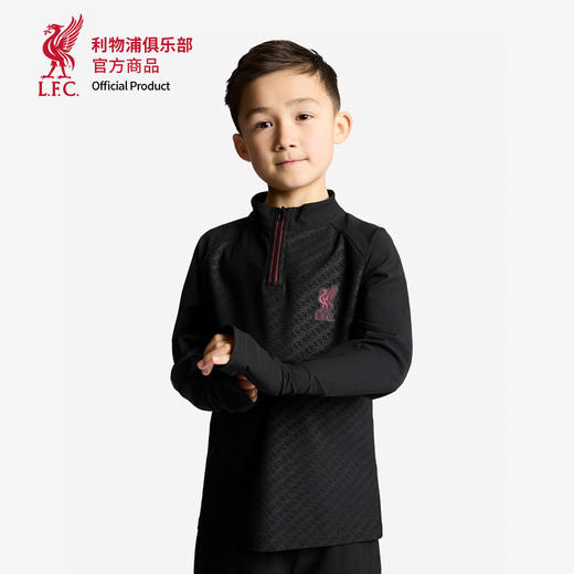 【官网同款】利物浦俱乐部 | 拉链插肩上衣大童版黑色运动长袖透气 商品图0
