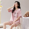 自然醒漫舞三件套睡衣女款夏季薄款短袖短裤长裤休闲韩版针织棉（带胸垫）一体式家居服QH 商品缩略图8
