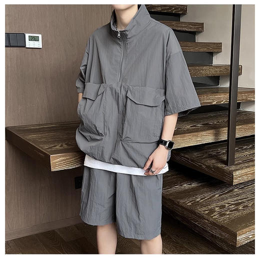 裁缝学苑MQ59夏季速干短袖短裤纸样男士工装半拉链衬衣套装样板 商品图4