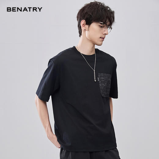 贝纳川夏季拼接圆领短袖T恤ECF214009 商品图2