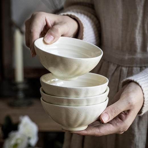 【出口泼墨饭碗】泼墨米饭碗特色4.5英寸螺纹碗套装高颜值民宿餐厅陶瓷碗跨境出口 商品图2