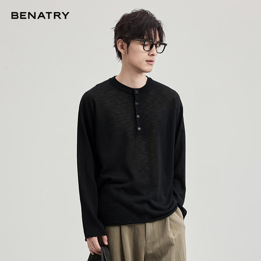 贝纳川春季竹节麻长袖针织衫ECF116001 商品图5