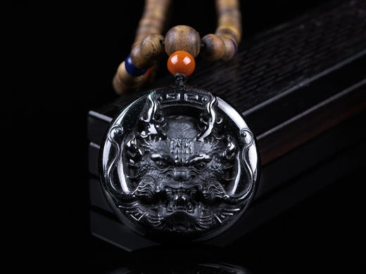 XY0227沉香+翡翠墨翠龙头挂件 商品图0