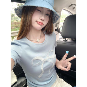 <曾小咸推荐>韩系蝴蝶结小众显瘦百搭短袖T恤