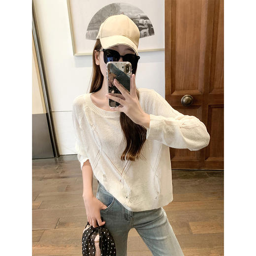 <曾小咸推荐>4.7现货秒杀 ！微信超特价！慵懒风长袖针织罩T恤 日常119.99 立减60 秒杀59.99！！ 商品图1