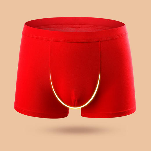 男士喜庆60S精梳棉内裤 本命年结婚中腰抗菌透气纯棉平角内裤 商品图3