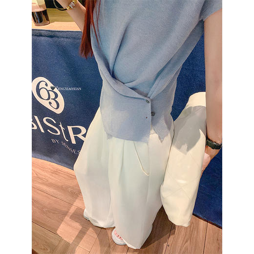 <曾小咸推荐>3.28现货秒杀！微信超特价！韩系不规则交叉纽扣针织短袖 日常99.99 立减40 秒杀59.99！ 商品图6