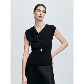 棉仓363635019-初棉荡领无袖针织衫