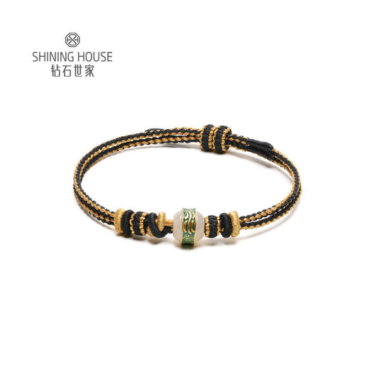 【定价黄金】【限时8折】【现货】钻石世家  足金和田玉手绳 情侣手绳 金玉良缘520手串手绳手链 商品图2