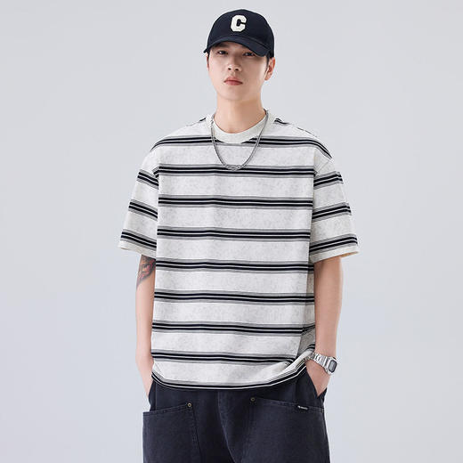 夏季新款短袖T恤宽松条纹圆领情侣海魂衫半袖t恤  AY-D3603 商品图1