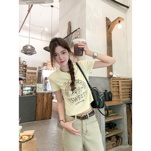 <曾小咸推荐>趣味印花修身短款短袖T恤 日常99.99/件 立减60 秒杀39.99/件！！ 商品图3