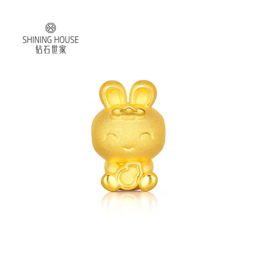 【定价黄金】【限时8折】【现货】钻石世家  兔Shining黄金系列·3D硬金葫芦兔兔年黄金吊坠  3D硬金（约 1.1克） 商品图0