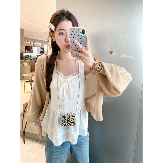 <曾小咸推荐>韩系甜美白色吊带雪纺吊带背心 商品图3