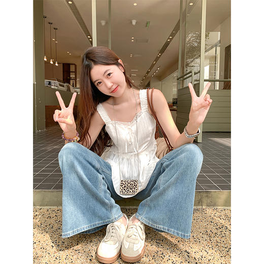 <曾小咸推荐>韩系甜美白色吊带雪纺吊带背心 商品图2