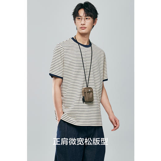 棉仓363801031-微宽松圆领条纹短袖T 商品图1