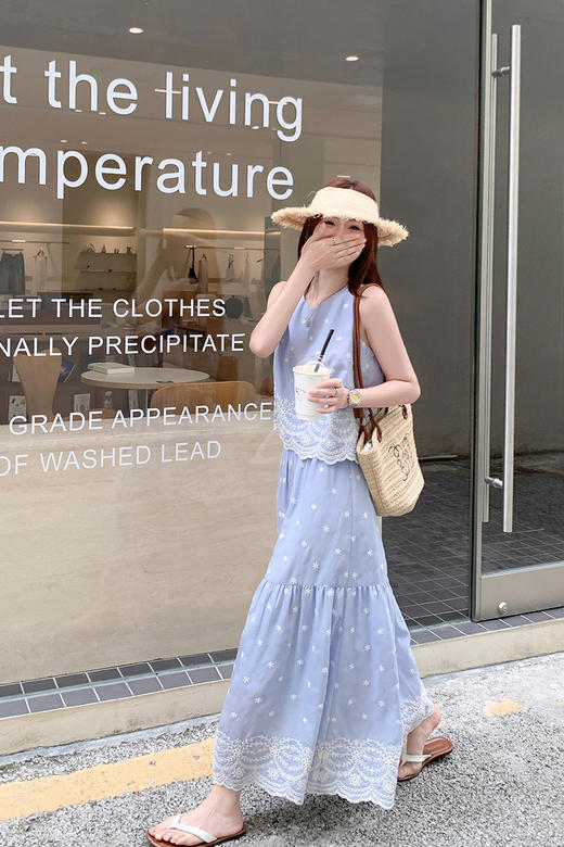 <曾小咸推荐>温柔风绣花无袖上衣绣花半身裙 商品图5