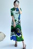 解救炎夏南韩丝天丝亚麻丝三宅抽象图案连衣裙 商品缩略图4