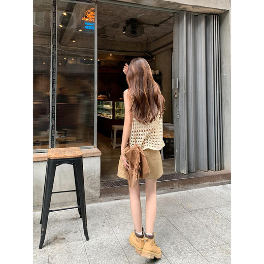 <曾小咸推荐>镂空无袖罩衫针织上衣刺绣短裤 商品图4