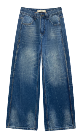 爆裂纹叠片牛仔裤