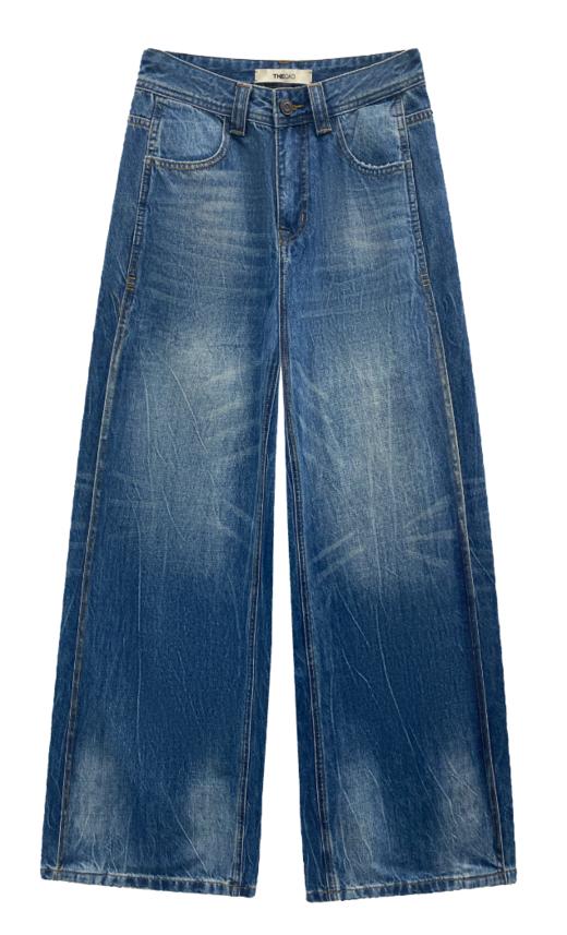 爆裂纹叠片牛仔裤 商品图0