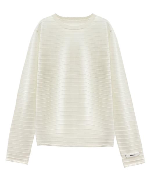 鼓边圆领卷边套头衫 商品图0