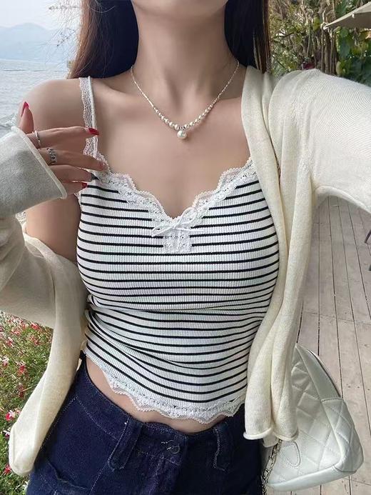 <曾小咸推荐>  蝴蝶结蕾丝花边吊带背心  商品图1