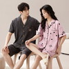 自然醒素香情侣睡衣女夏针织棉短袖短裤开衫韩版卡通加大码男士夏天家居服套装QH 商品缩略图4