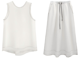 棉麻背心压线套装